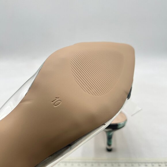 XYD Plant Transparent Slingback Kitten Heels Pumps Pointed Toe PVC Dress Sandals - Picture 6 of 8